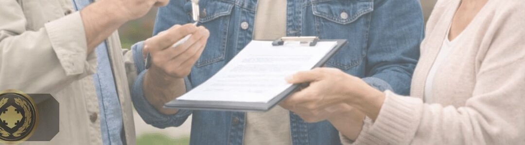 Pessoa adulta recebe uma certidão diretamente no balcão do cartório, enquanto um adolescente observa ao lado, em um ambiente institucional organizado, com iluminação suave e clima de atendimento oficial