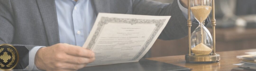 Imagem realista de um casal realizando o casamento civil em cartório, com o noivo assinando o documento enquanto a noiva observa sorrindo. O ambiente é moderno e bem iluminado, com decoração suave e clima institucional, transmitindo um momento oficial e especial.